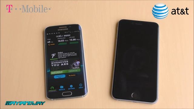 Samsung Galaxy S6 Edge vs iPhone 6s Plus - 4G LTE Speed Test! смотреть онлайн