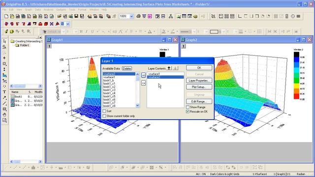 Graphing: Origin 8.5: Virtual Matrix and Intersecting Surfaces with Transparency смотреть онлайн