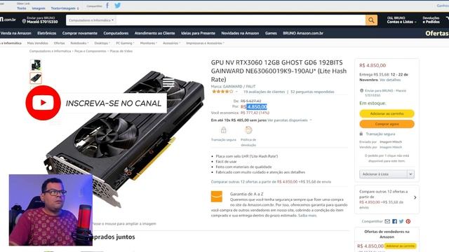 Promoções de Placas de vídeo boas para minerar - Varias RTX 3060 - Quarta Feira - 27/10 смотреть онлайн