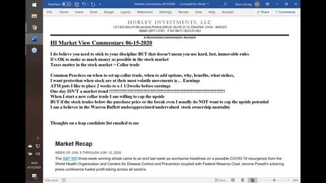 HI Market View Commentary 06-15-2020 смотреть онлайн
