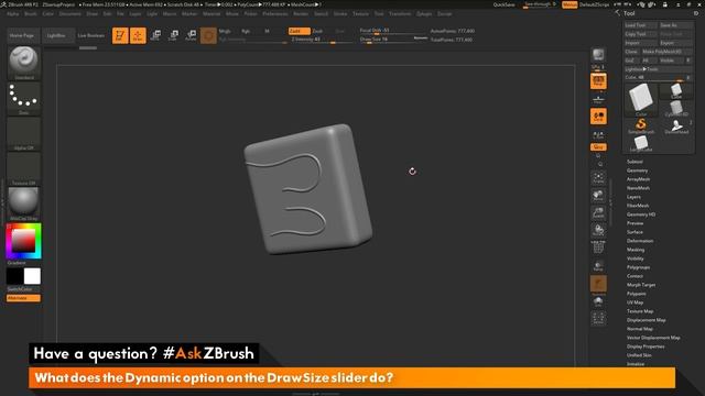 #AskZBrush: “What does the Dynamic option on the Draw Size slider do?” смотреть онлайн