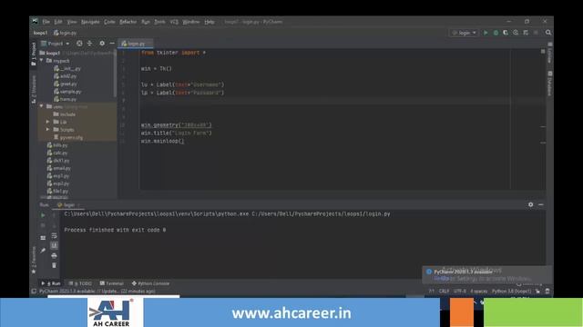 AHCAREER Online Python Course GUI Pycharm Tkinter смотреть онлайн