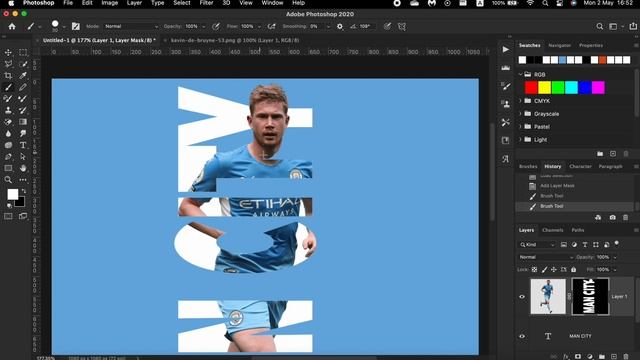 Spectacular Inscription With Brush Tool & Invert Mask | Manchester City Design | Photoshop Tutorial смотреть онлайн