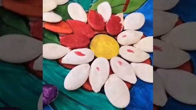 ЦВЕТОЧНОЕ ПАННО из семечек тыквы. смотреть онлайн