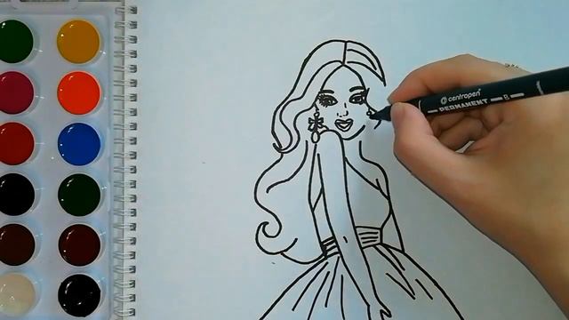 Раскраска для детей. БАРБИ. BARBIE. Мультик-раскраска. Учим цвета. смотреть онлайн