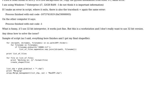 GIS: ArcPy 64bit giving 0xC0000005 error with PyCharm смотреть онлайн