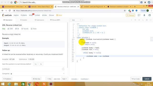 Reverse Linked List in java ( LeetCode ) смотреть онлайн