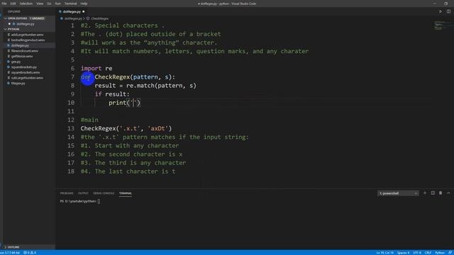 Using . in a regular expressions with Python смотреть онлайн