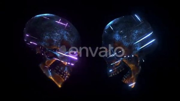 Neon Skulls Duo 4K Loop | Motion Graphics - Envato elements