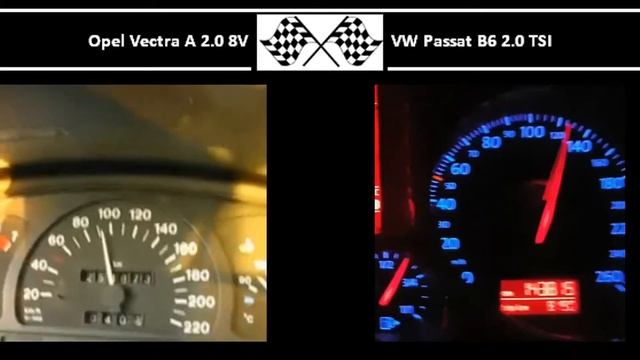 Opel Vectra A 2.0 8V VS. VW Passat B6 2.0 TSI - Acceleration 0-100km/h смотреть онлайн