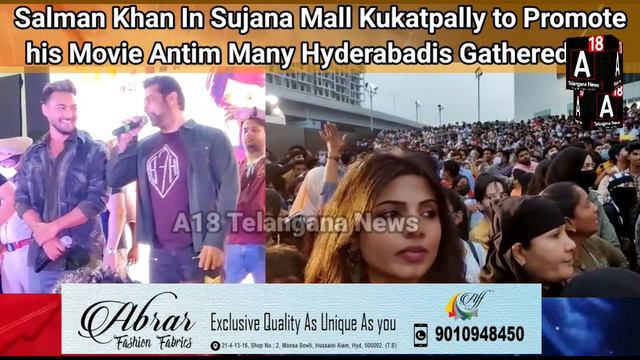 Salman Khan In Hyderabad Sujana Mall Kukatpally Many Fans Gathered.