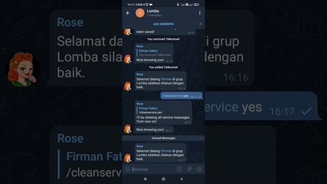 Bot Rose di Telegram yang Power FULL Selamat Datang Kick User Filter dll смотреть онлайн