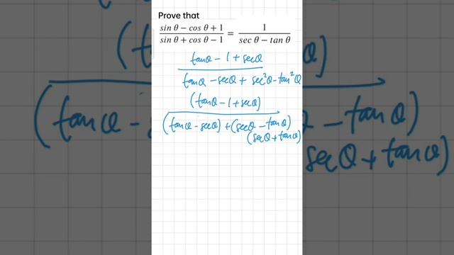 Prove sin theta - cos theta + 1/sin theta + cos theta - 1 = 1/sec theta - tan theta смотреть онлайн