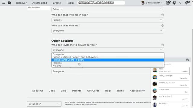 Showing How to make everyone allow invite you in private server in Roblox. смотреть онлайн
