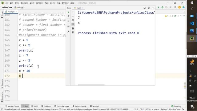 Assignment Operator in python смотреть онлайн