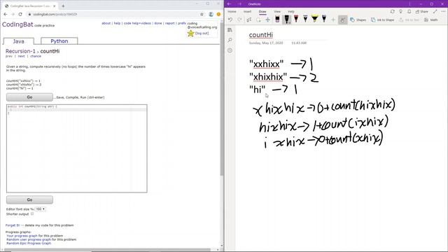 Recursion - 1 (countHi) Java Solution || Codingbat.com смотреть онлайн