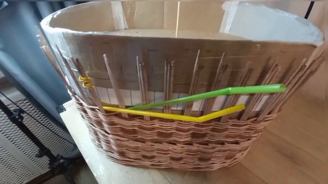 Большой овальный короб из бумажной лозы. Large oval box made of paper vines. смотреть онлайн