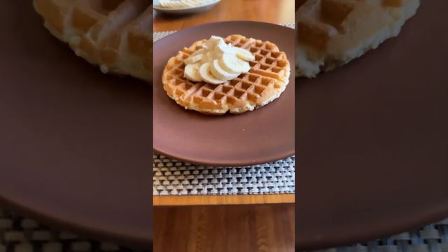 Waffle With Bananas And Whipped Cream