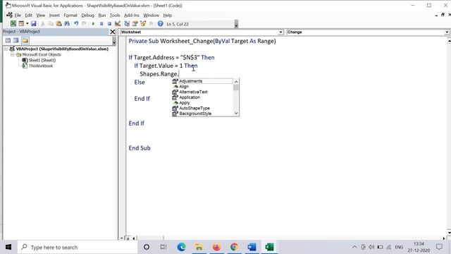 Shape visibility in Excel based on Cell value смотреть онлайн