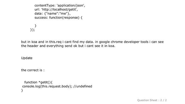 jQuery : Request Body is undefined in KOA смотреть онлайн