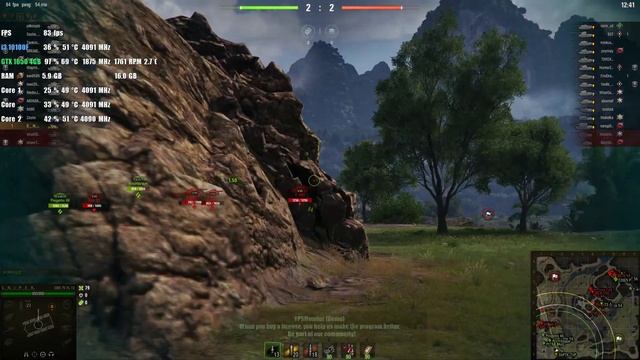 World of Tanks Ultra Settings I3-10100F+ GTX1650 GDDR6 OC смотреть онлайн