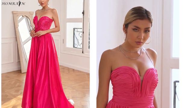 Fuchsia Strapless Prom Dress with Slit | Homrain 2022 смотреть онлайн