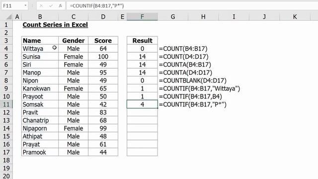 Excel COUNTIF สูตรที่ใช้ในการนับจำนวนใน Excel смотреть онлайн