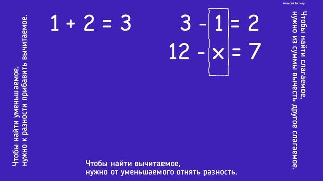Слагаемое, уменьшаемое, вычитаемое: как найти. Решаем уравнения. смотреть онлайн