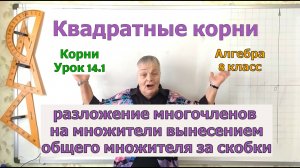 Корни в разложении многочленов на множители. Урок 14.1. Вынесение общего множителя за скобки