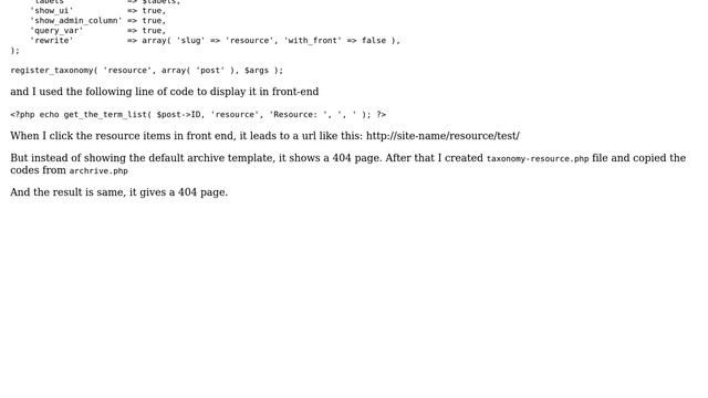 Wordpress: Custom Taxonomy leads to 404 page смотреть онлайн