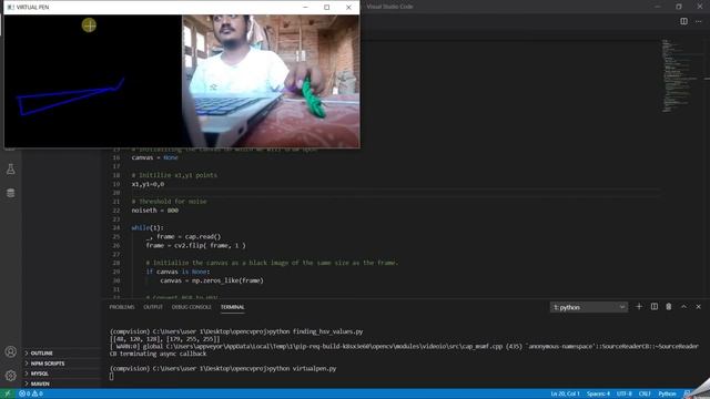 Implementing a virtual pen using opencv/computer vision in python смотреть онлайн