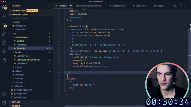 Building JavaScript Minecraft in 1 Hour [React & Three.js Tutorial] смотреть онлайн