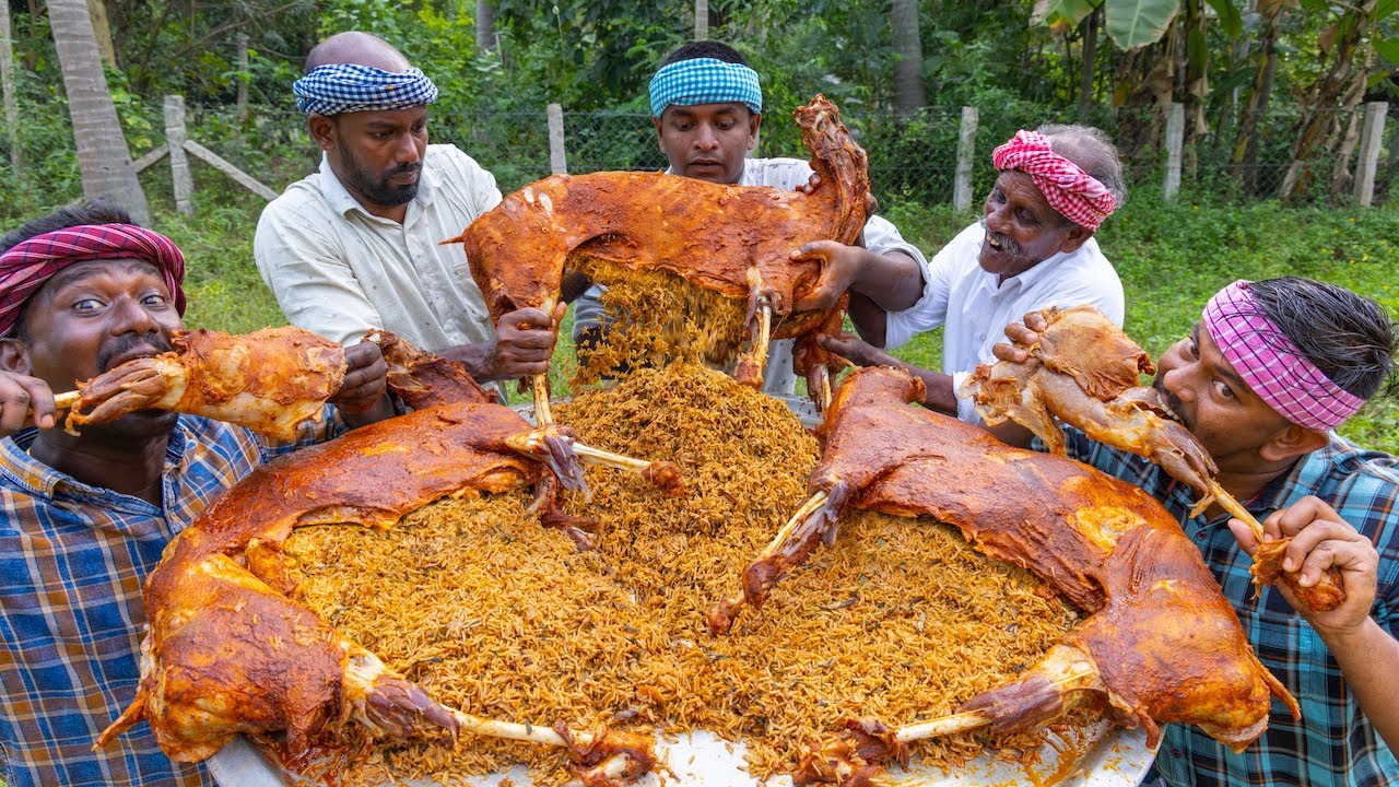 INSIDE MUTTON BIRYANI - Full Goat Mutton Cooking with Stuffed Biryani - Mutton Inside Biryani Recipe смотреть онлайн