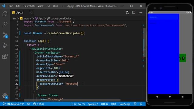 React Native Tutorial #19 - React Navigation - Drawer Navigation - Side Menu смотреть онлайн