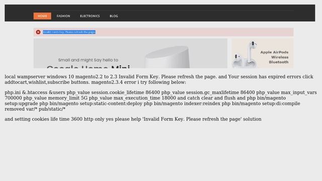 How to solve local wampserver windows 10 magento2.3.4 Invalid Form Key. Please refresh the page? смотреть онлайн