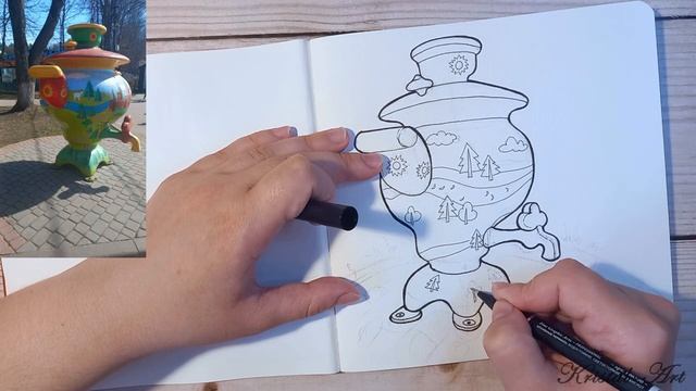 Акварельный скетч. Тульский самоварчик. Рисую акварелью #watercolor #скетч #самовар #artist смотреть онлайн