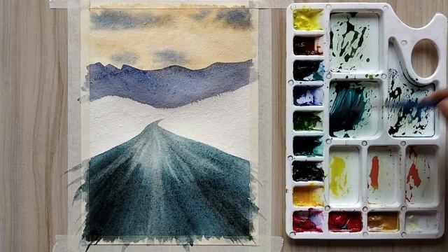 Watercolor Forest Mountain Road Painting Demonstration | easy for beginners смотреть онлайн