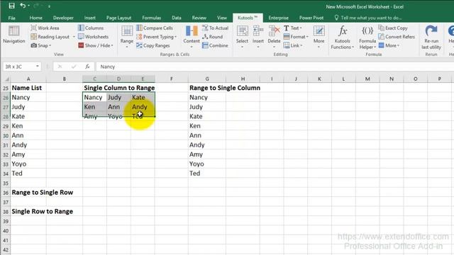 Transpose (Convert) A Single Column Or Row To Ranges Or Vise Versa In Excel смотреть онлайн