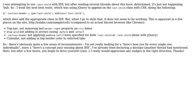IE8 :after not working with jQuery selector смотреть онлайн
