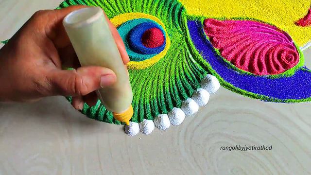 #1373 Peacock Rangoli Designs For Diwali   Navratri Rangoli Design