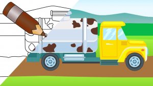 Раскраска - Машинка Молоковоз везет молоко - Мультики Крошки Антошки