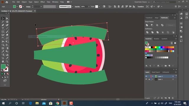 Watermelon tutorial in Adobe Illustrator 2020 смотреть онлайн