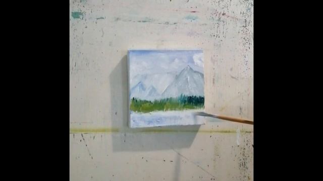 Painting a landscape in oil / Time Lapse /Горный пейзаж маслом/ Рисуем с бабушкой/Шаг 90 смотреть онлайн