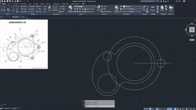 AutoCAD Tutorial-10 2D Mechanical Drawings || command with assignment 20 #autocad #20 смотреть онлайн