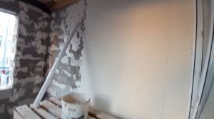 Штукартурка и расширение дверного проема в пристрое из газобетона.  Часть 6