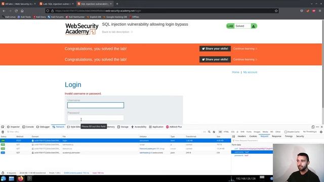 Burp Academy Labs - Login Bypass with SQL Injection смотреть онлайн