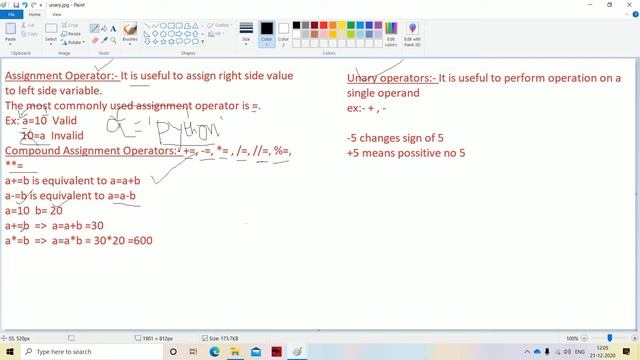 Assignment and Unary Operators in Python in Telugu смотреть онлайн