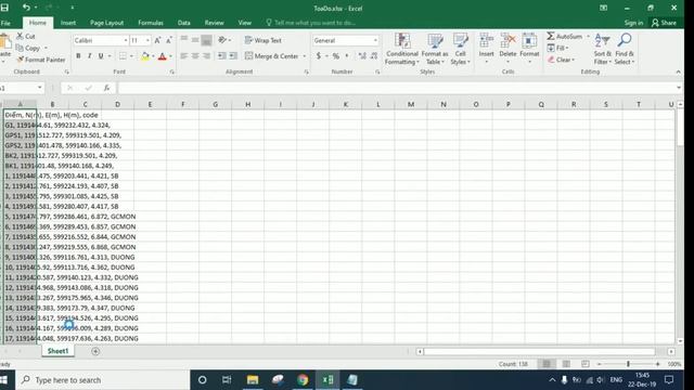 Chuyển tọa độ từ file .txt sang Excel .xls смотреть онлайн