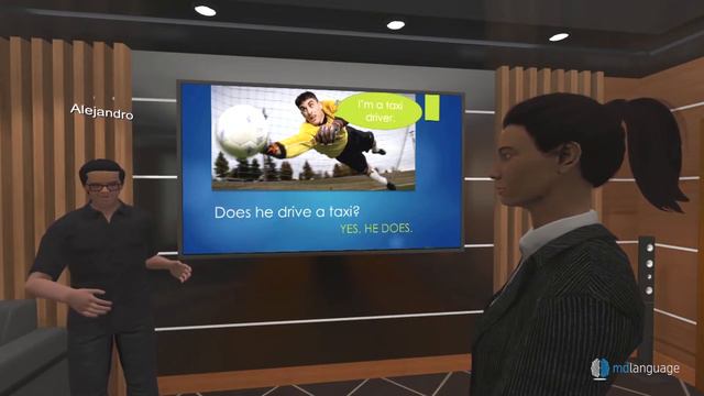 Present Simple vs. Present Continuous - Clase de inglés en realidad virtual смотреть онлайн
