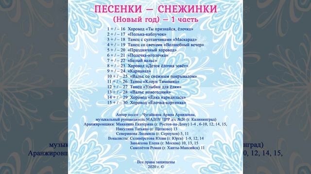 "ПЕСЕНКИ - СНЕЖИНКИ" (Новый год) 1 часть Арины Чугайкиной смотреть онлайн